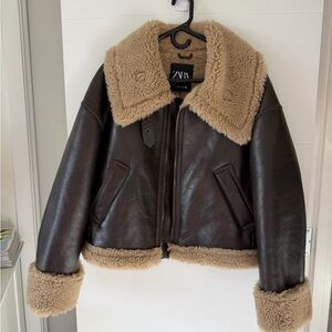 Zara Beige Shearling Coat